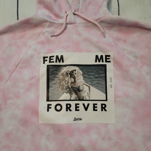 Barbie x Skinny Dip Pink Tie Dye Femme Forever Hoodie -Size:	8 - Picture 7 of 7
